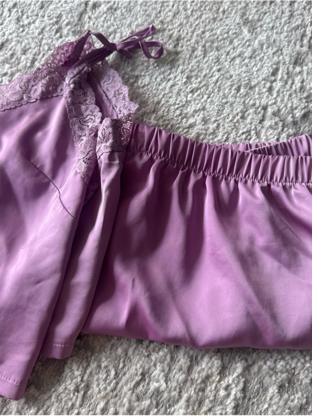 Colsie Lavender Lace Trim Satin Chemise